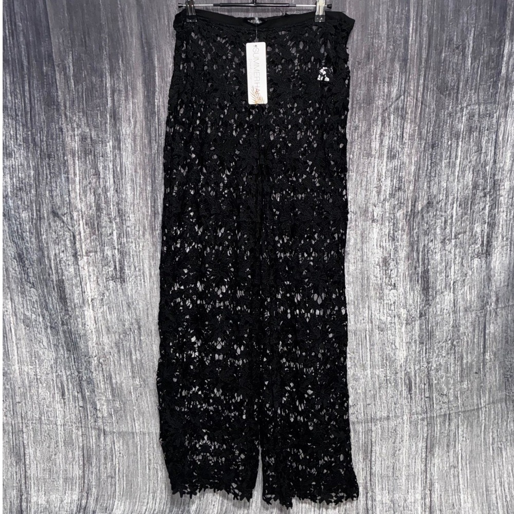 Coastal Crochet Pant by Summer Haus Black Women Size M *NO STRETCH IN WAISTBAND*